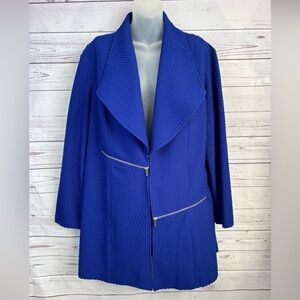 Peter Nygard Size X Large Royal Blue Textured Knit Double Zipper Duster Jacket